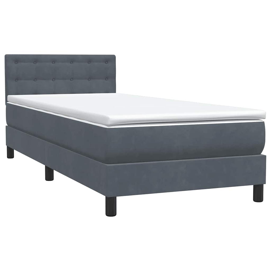 Boxspring met matras fluweel donkergrijs 80x220 cm