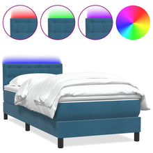 Boxspring met matras fluweel donkerblauw 80x220 cm