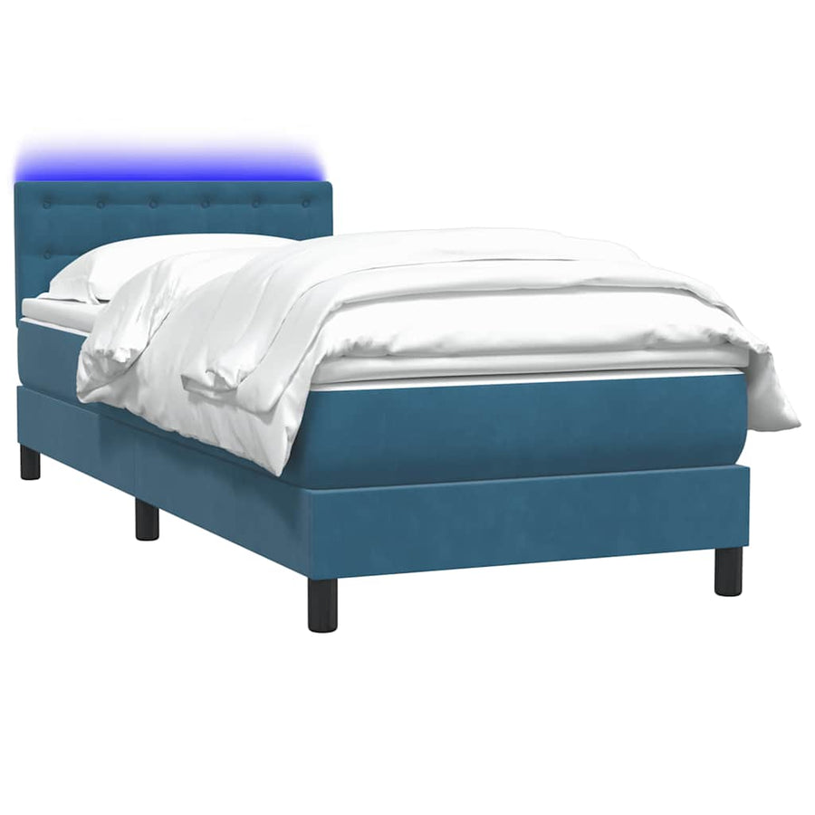 Boxspring met matras fluweel donkerblauw 80x220 cm