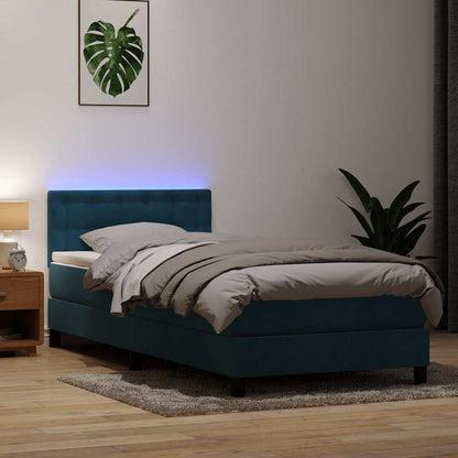 Boxspring met matras fluweel donkerblauw 80x220 cm