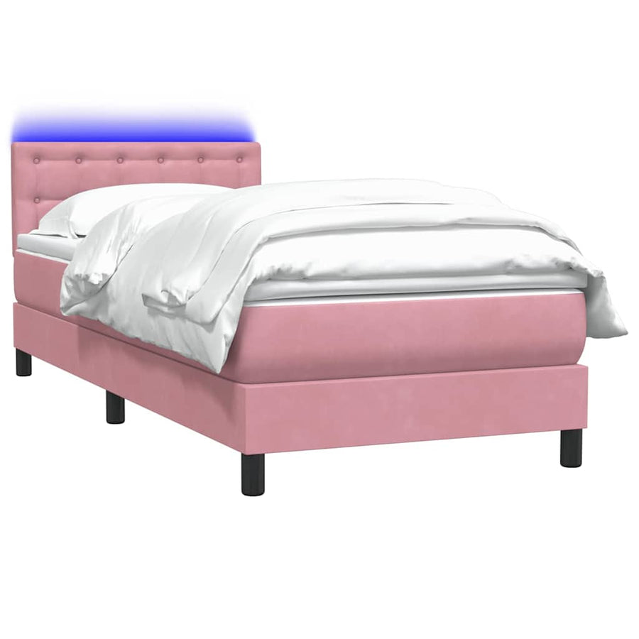Boxspring met matras fluweel roze 80x220 cm