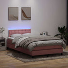Boxspring met matras 120x220 cm fluweel roze LED