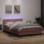 Boxspring 140x220 cm fluweel roze met matras en LED