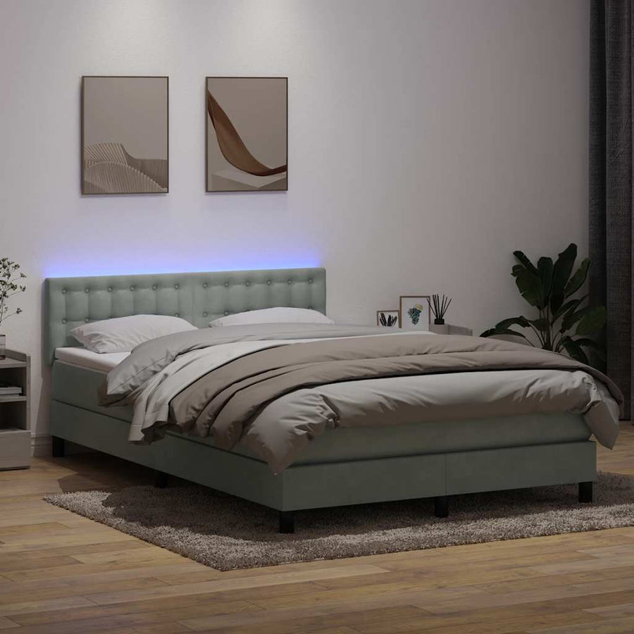 Boxspring met matras fluweel lichtgrijs 160x220 cm