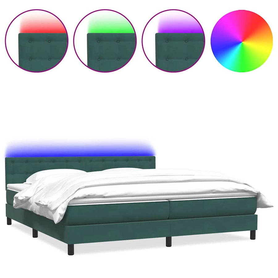 Boxspring Met Matras En Led Fluweel 180 x 220 cm
