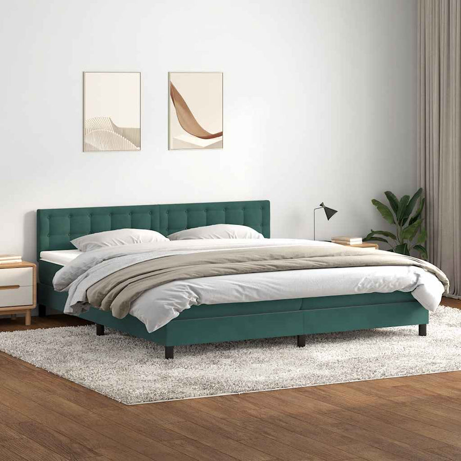 Boxspring Met Matras En Led Fluweel 180 x 220 cm