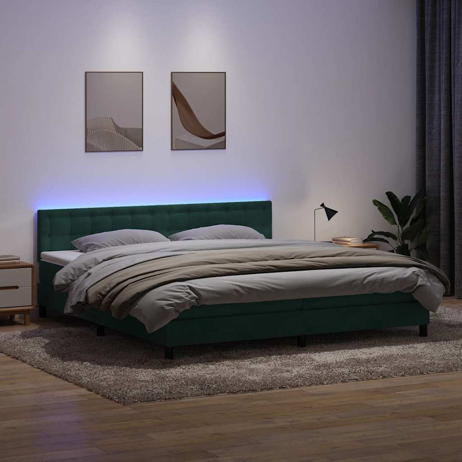 Boxspring Met Matras En Led Fluweel 180 x 220 cm