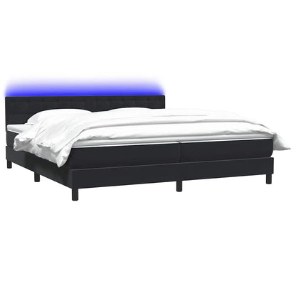 Boxspring met matras fluweel zwart 200x220 cm