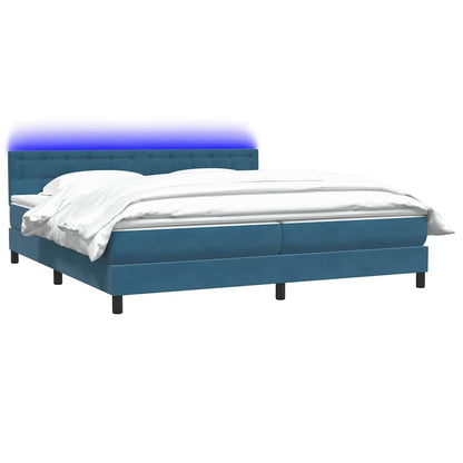 Boxspring met matras en LED fluweel donkerblauw 200x220 cm
