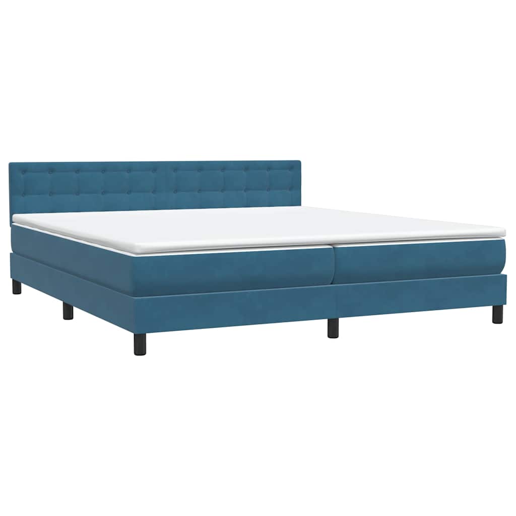 Boxspring met matras en LED fluweel donkerblauw 200x220 cm