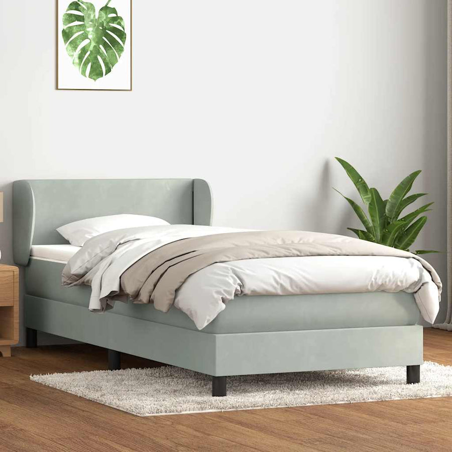 Boxspring met matras fluweel lichtgrijs 80x210 cm
