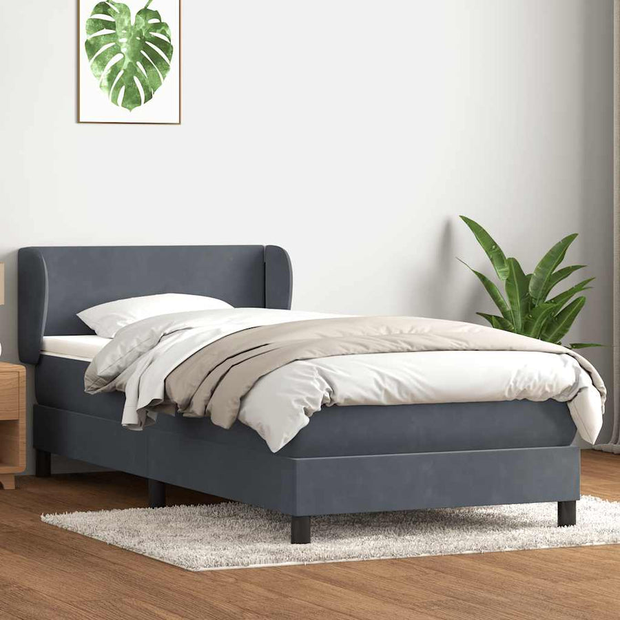 Boxspring met matras fluweel donkergrijs 80x210 cm