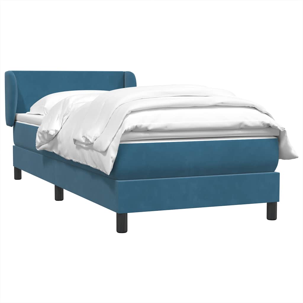 Boxspring met matras fluweel donkerblauw 80x210 cm