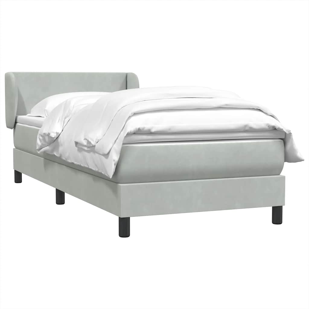 Boxspring met matras fluweel lichtgrijs 90x210 cm