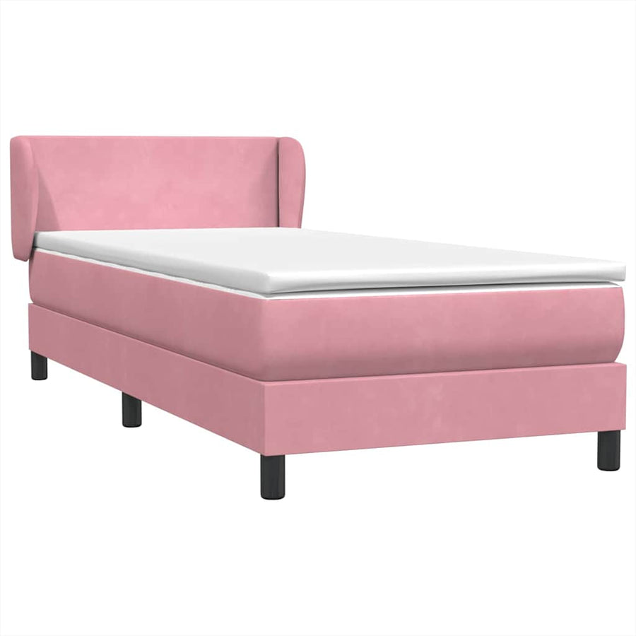 Boxspring met matras fluweel roze 90x210 cm