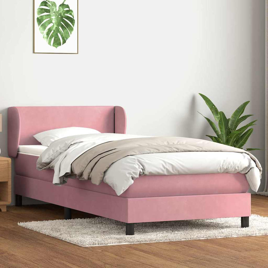 Boxspring met matras fluweel roze 90x210 cm