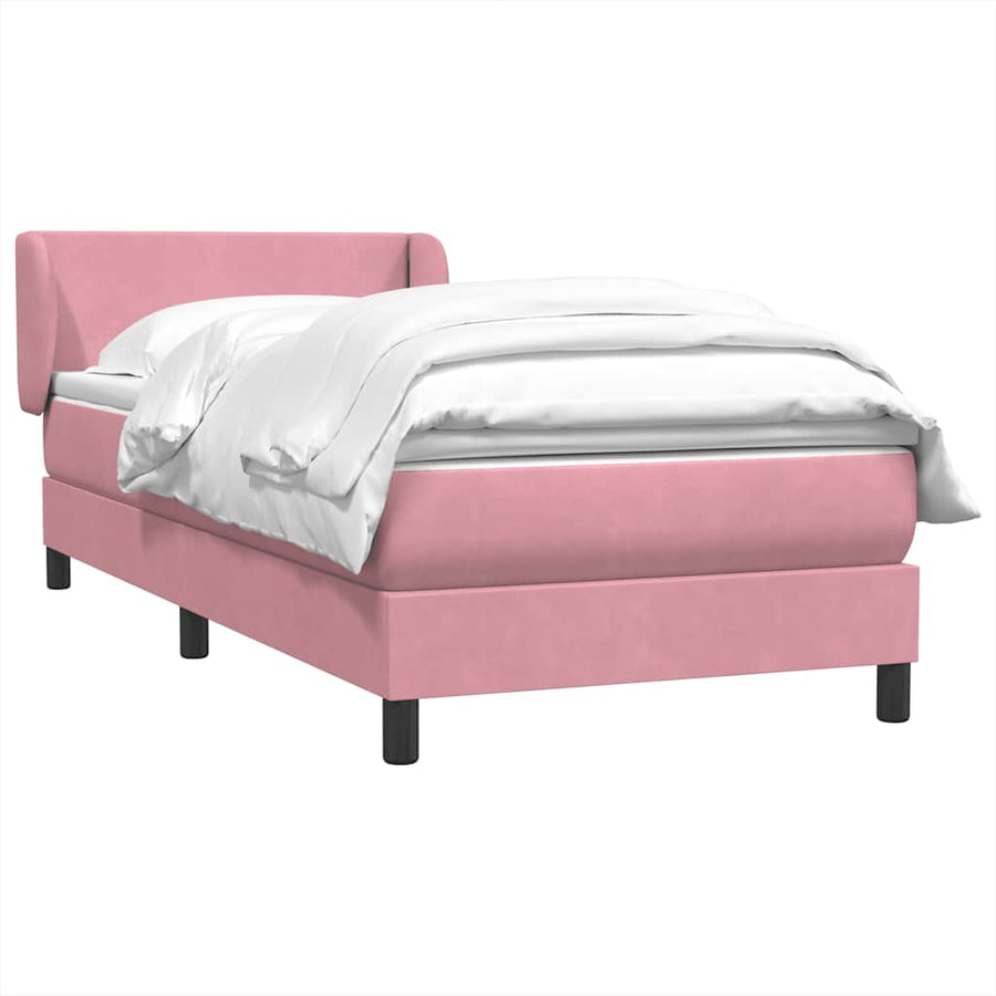 Boxspring met matras fluweel roze 90x210 cm