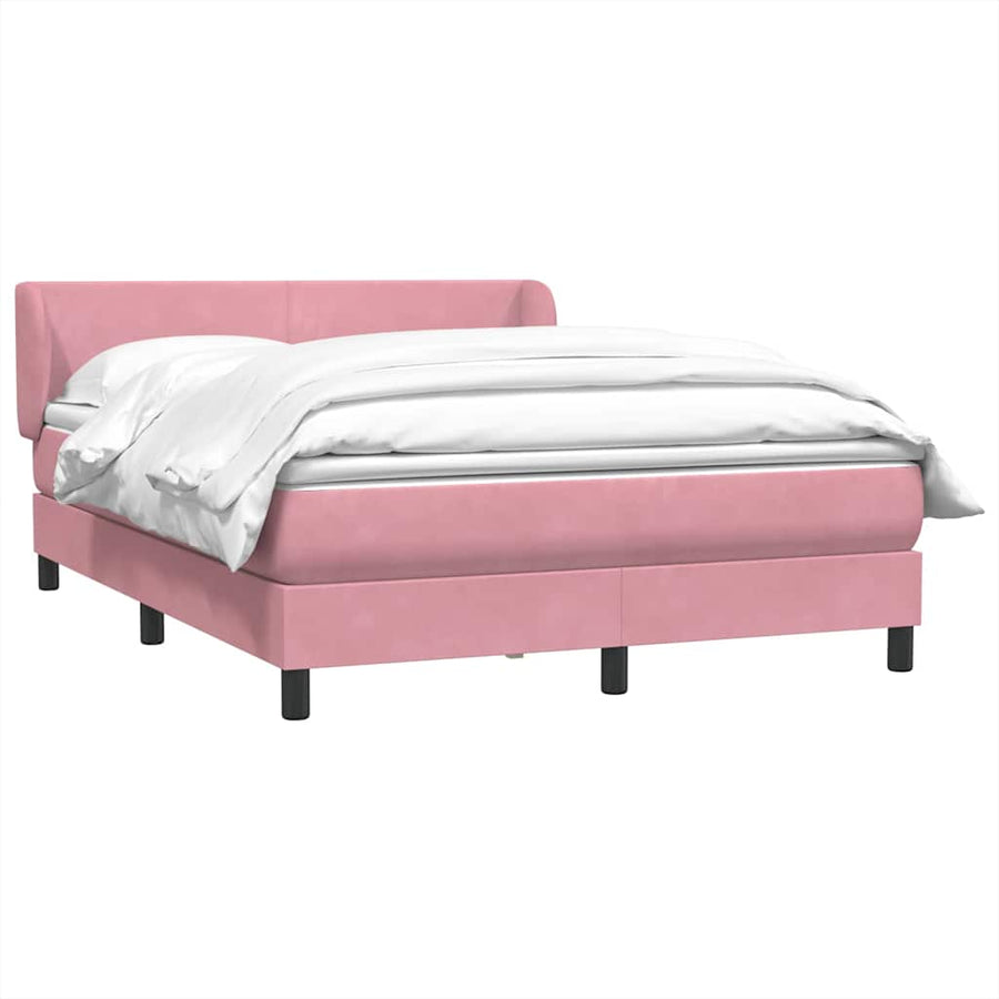 Boxspring met matras fluweel roze 140x210 cm