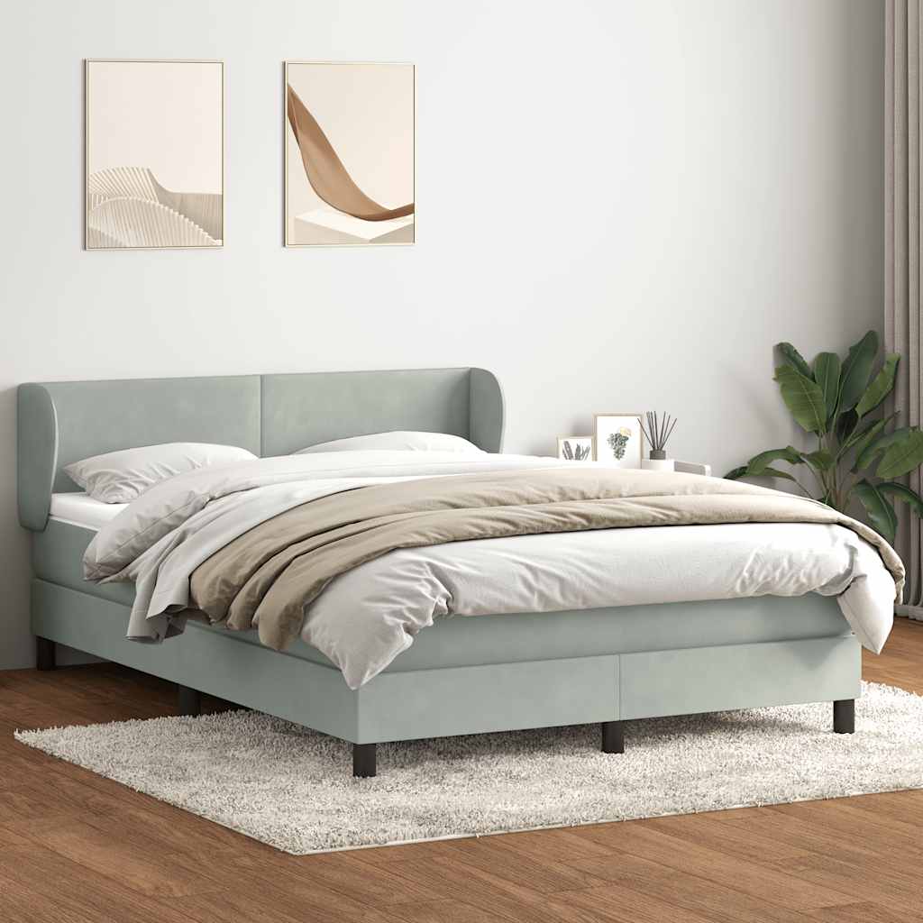 Boxspring met matras fluweel lichtgrijs 160x210 cm
