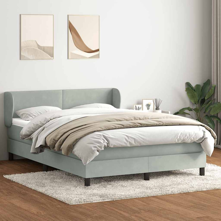 Boxspring met matras fluweel lichtgrijs 160x210 cm