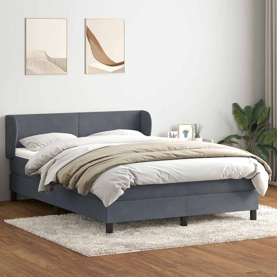 Boxspring met matras fluweel donkergrijs 160x210 cm