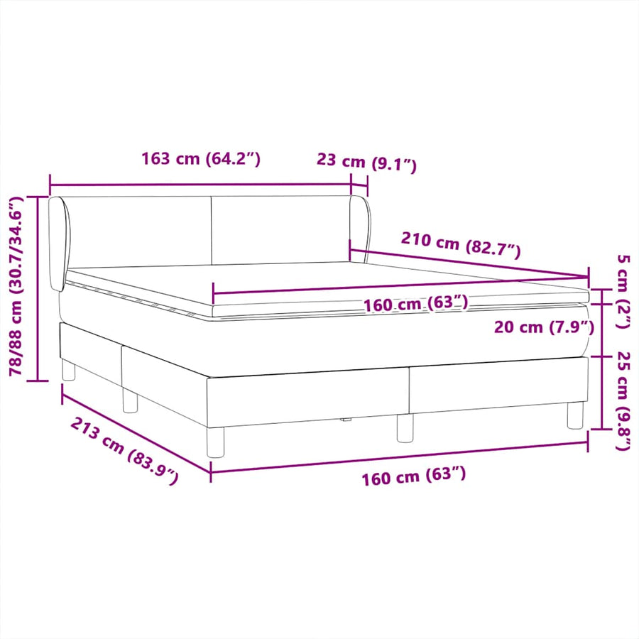 Boxspring met matras fluweel donkergrijs 160x210 cm