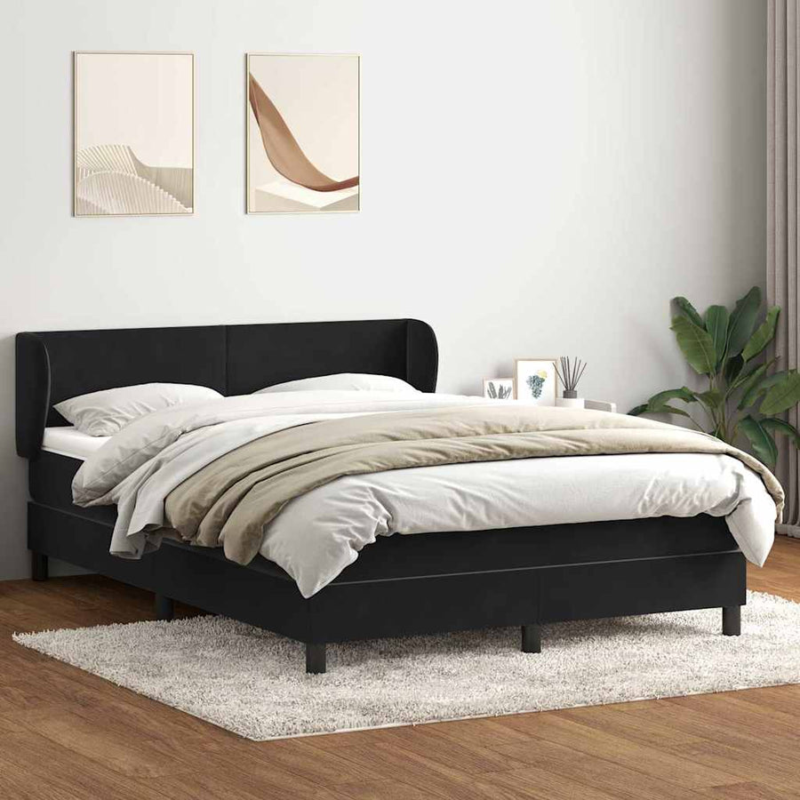 Boxspring met matras fluweel zwart 160x210 cm