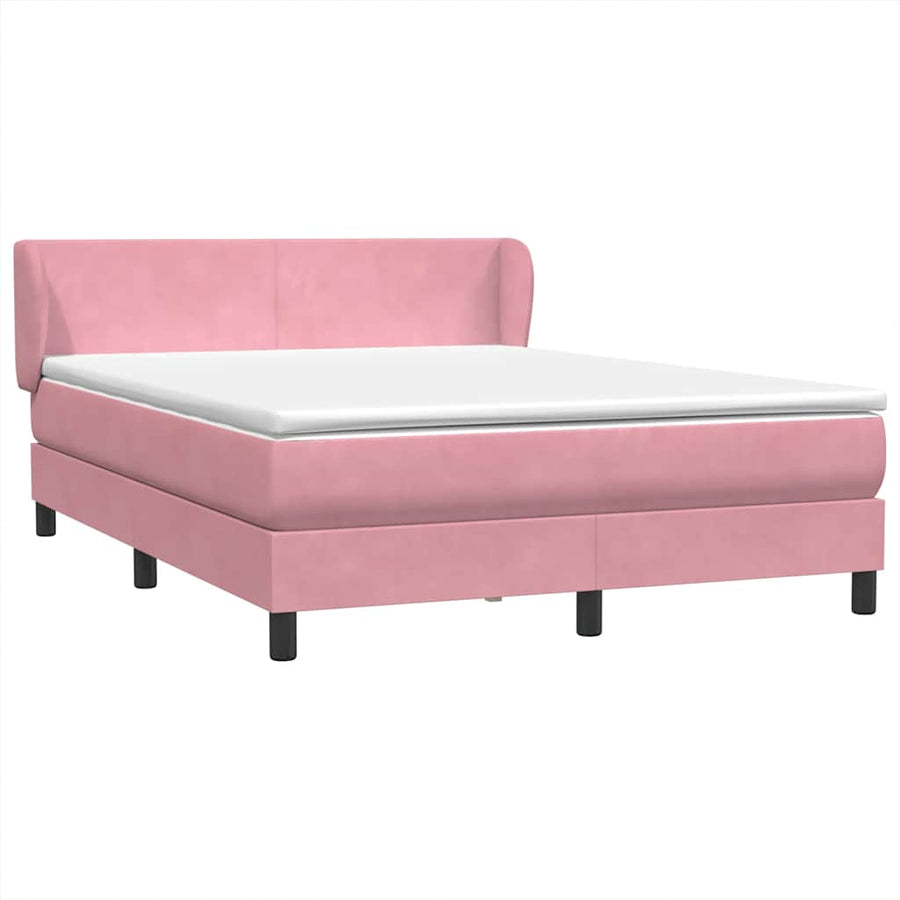 Boxspring met matras fluweel roze 160x210 cm