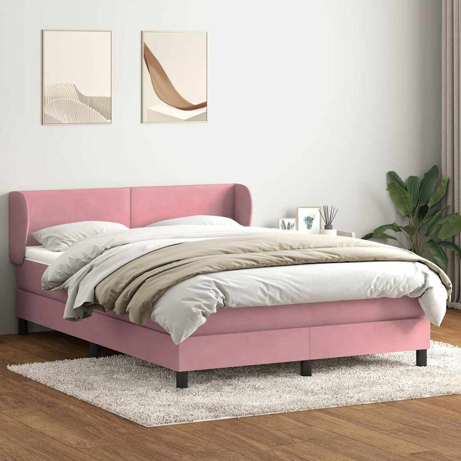 Boxspring met matras fluweel roze 160x210 cm