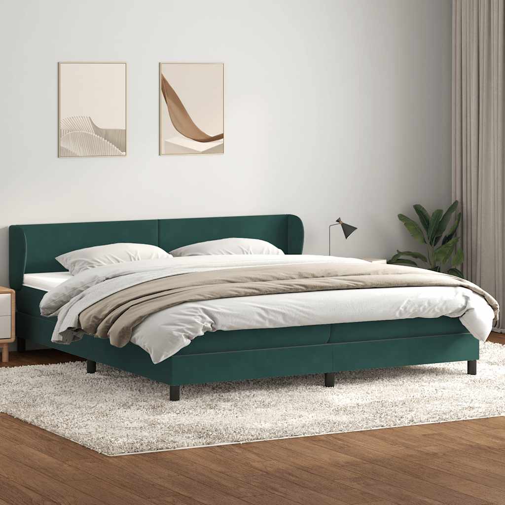 Boxspring met matrassen fluweel donkergroen 180x210 cm