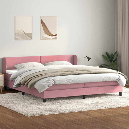 Boxspring met matrassen fluweel roze 180x210 cm