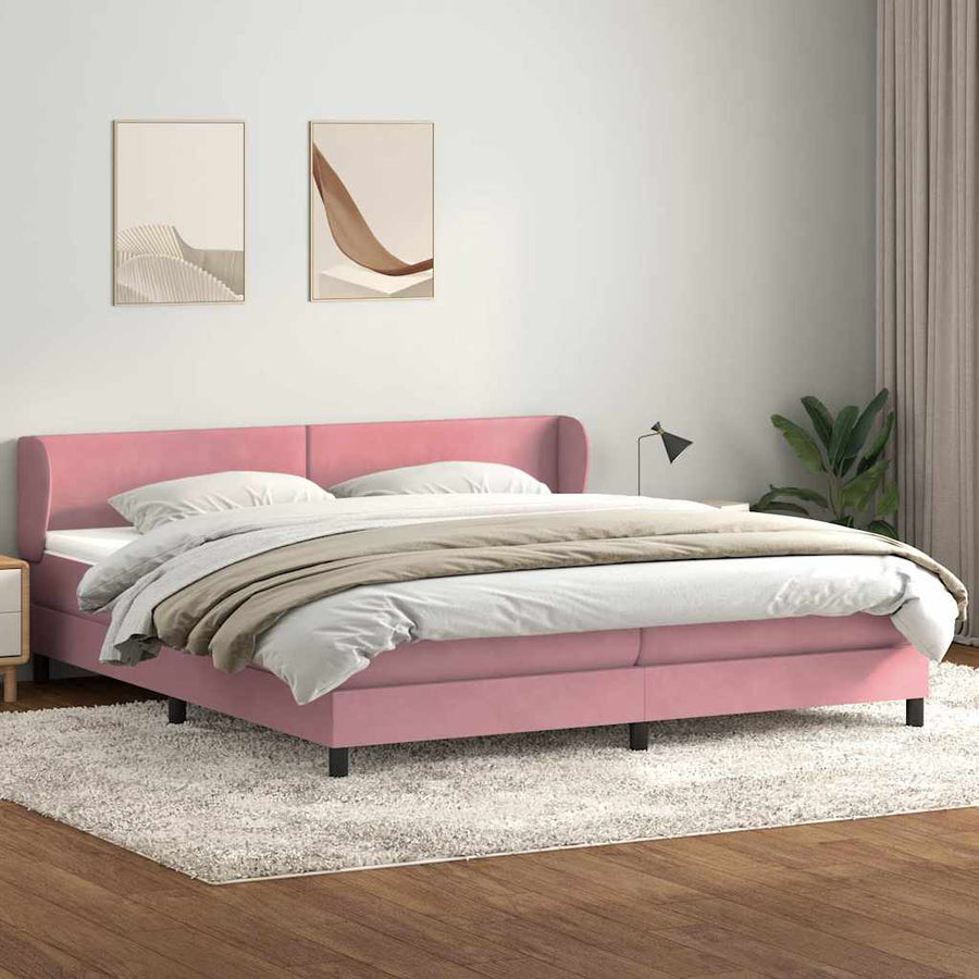 Boxspring met matrassen fluweel roze 180x210 cm