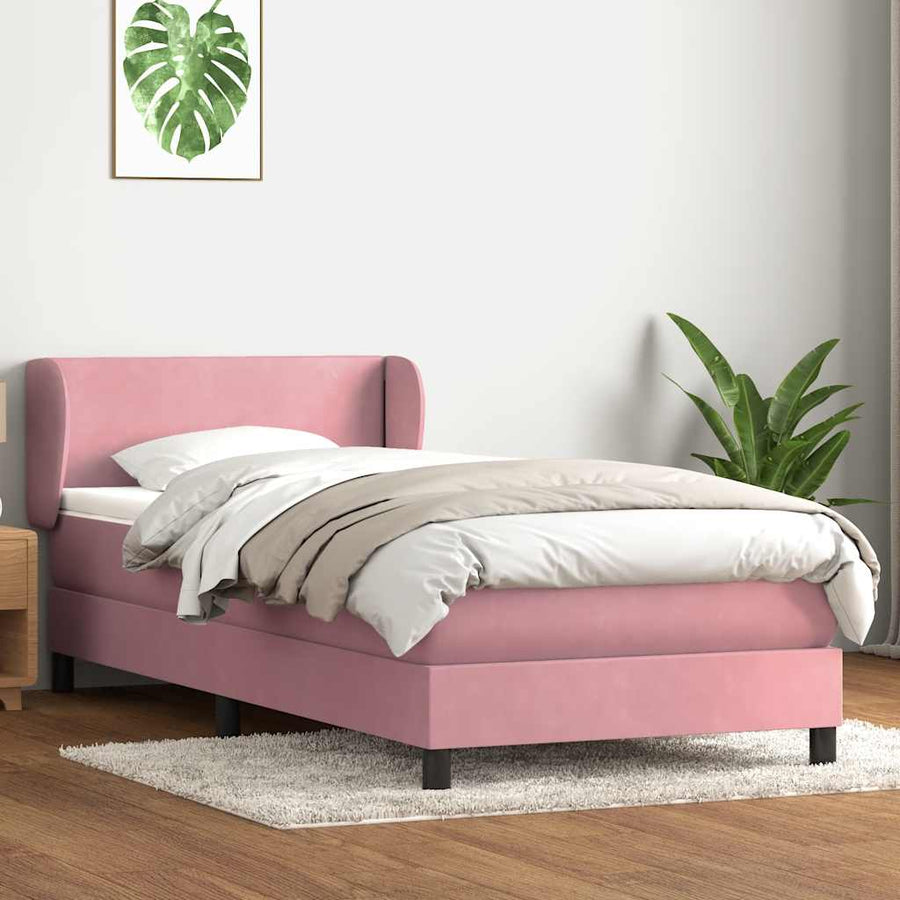 Boxspring met matras fluweel roze 80x220 cm
