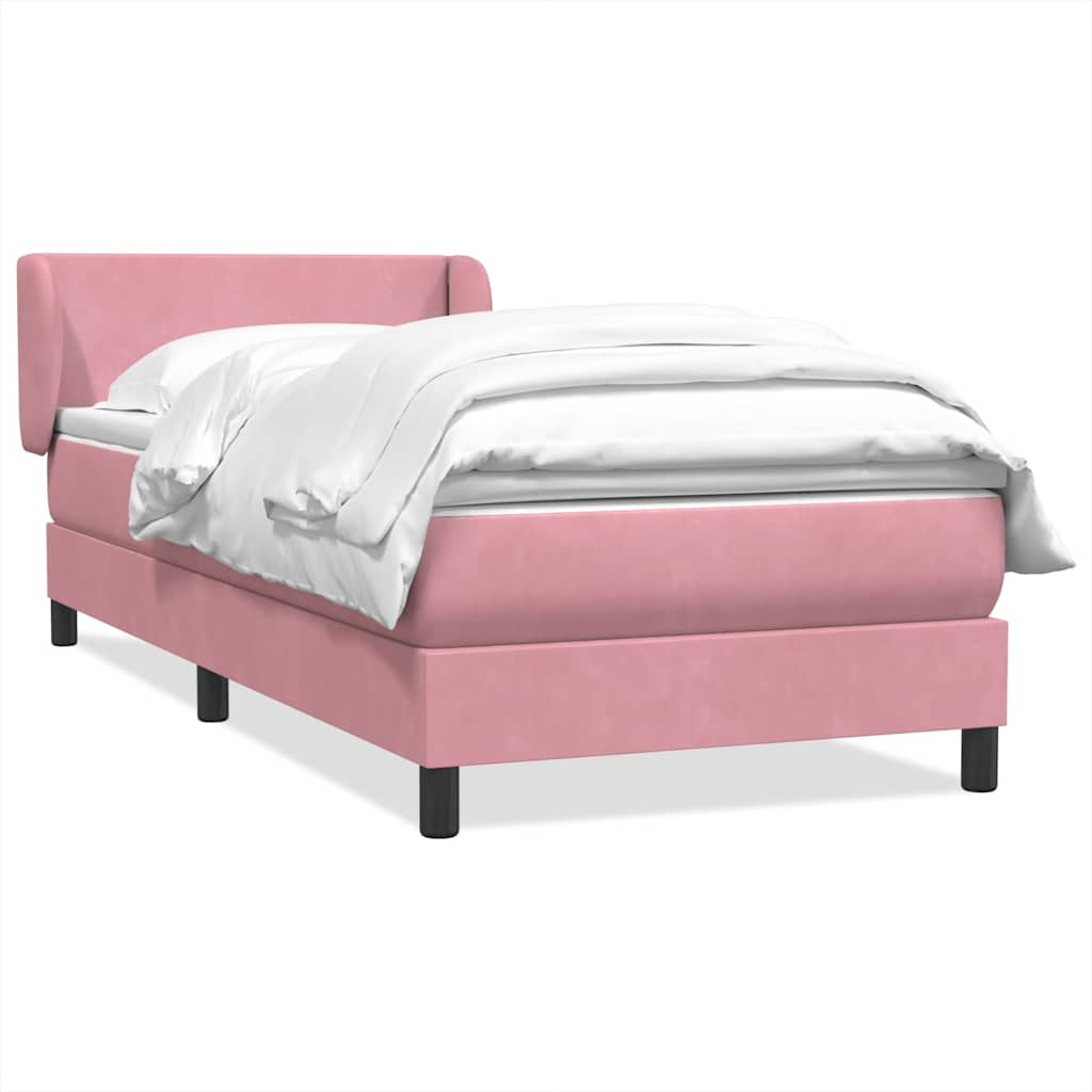 Boxspring met matras fluweel roze 80x220 cm