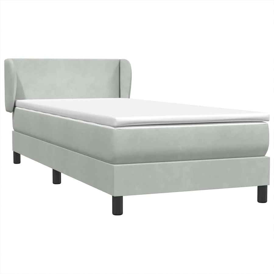 Boxspring met matras fluweel lichtgrijs 90x220 cm