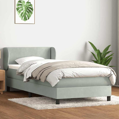 Boxspring met matras fluweel lichtgrijs 90x220 cm