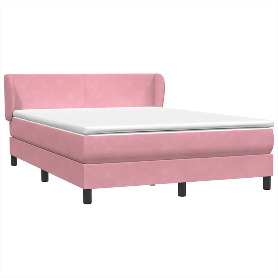 Boxspring met matras fluweel roze 140x220 cm
