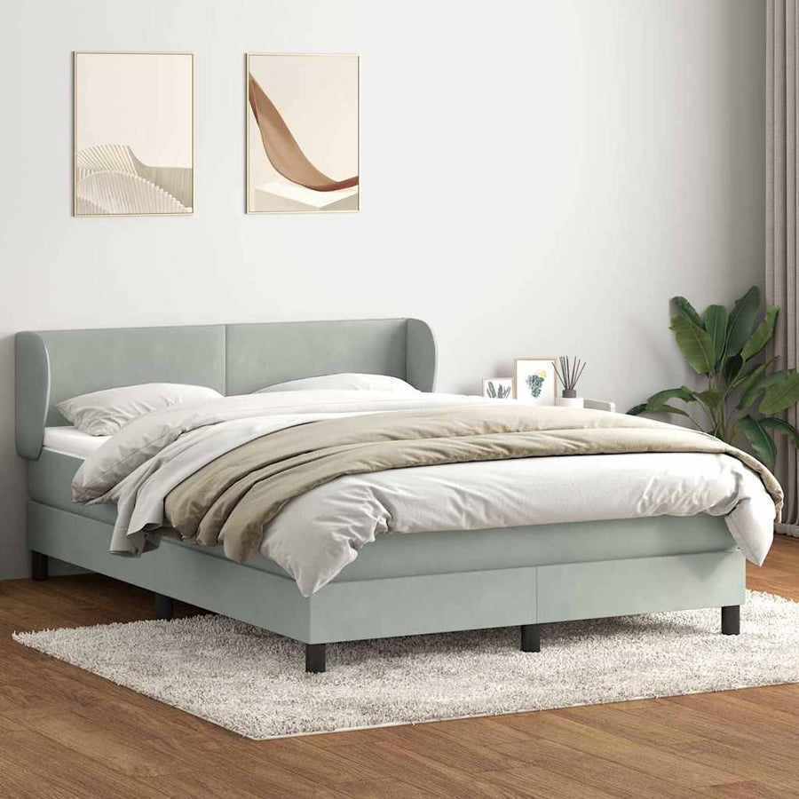 Boxspring met matras fluweel lichtgrijs 160x220 cm