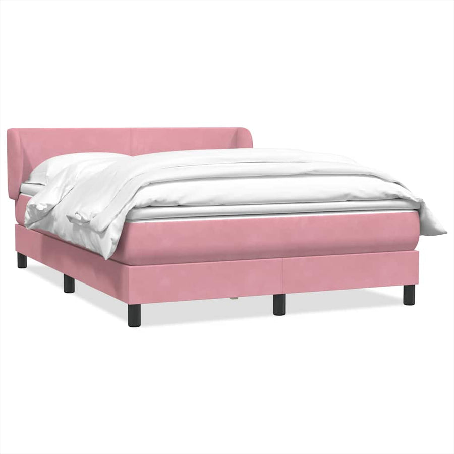 Boxspring met matras fluweel roze 160x220 cm