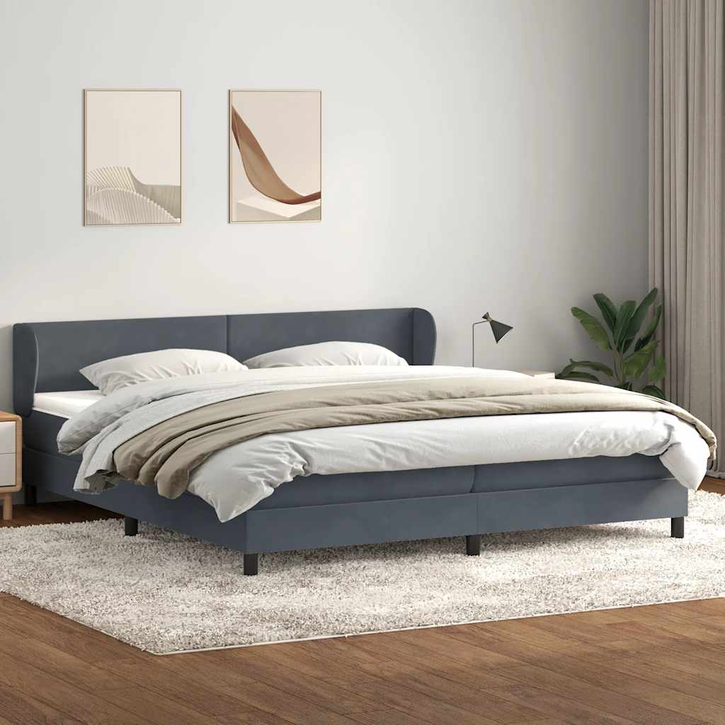 Boxspringbed met matrassen 180x220 cm fluweel donkergrijs