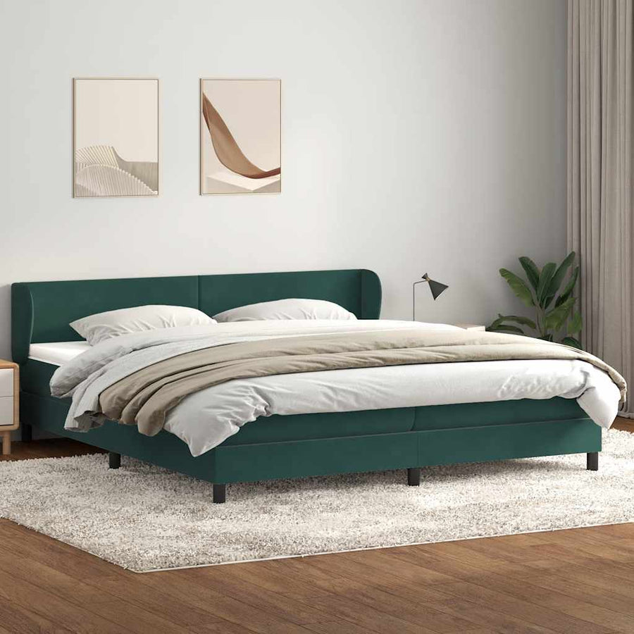 Boxspringbed Met Matrassen Fluweel 180 x 220 cm Donkergroen