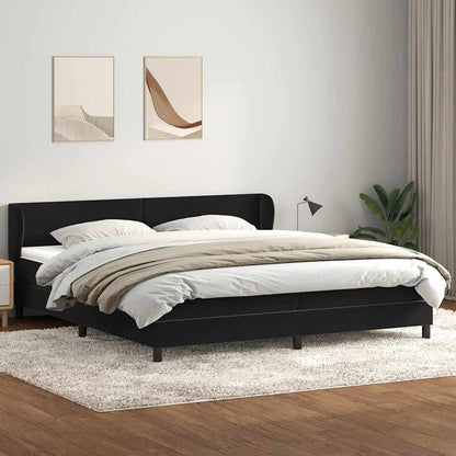 Boxspringbed met matrassen 200x220 cm fluweel zwart