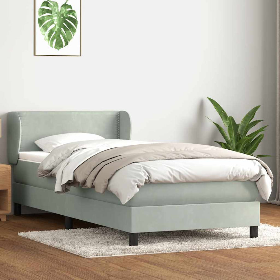 Boxspring met matras fluweel lichtgrijs 80x210 cm