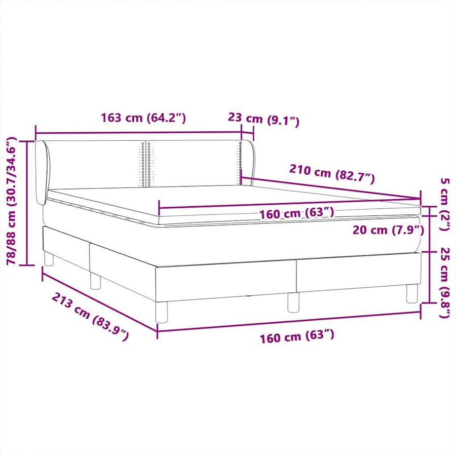 Boxspring met matras fluweel donkergrijs 160x210 cm