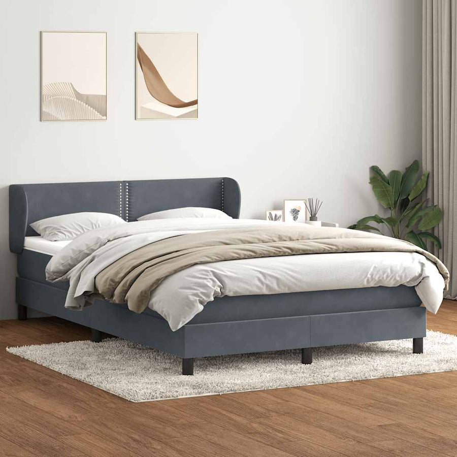 Boxspring met matras fluweel donkergrijs 160x210 cm