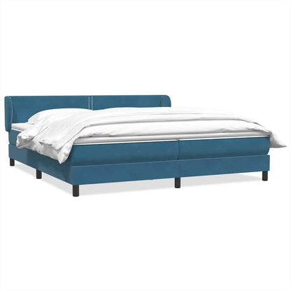 Boxspring met matrassen fluweel donkerblauw 180x210 cm