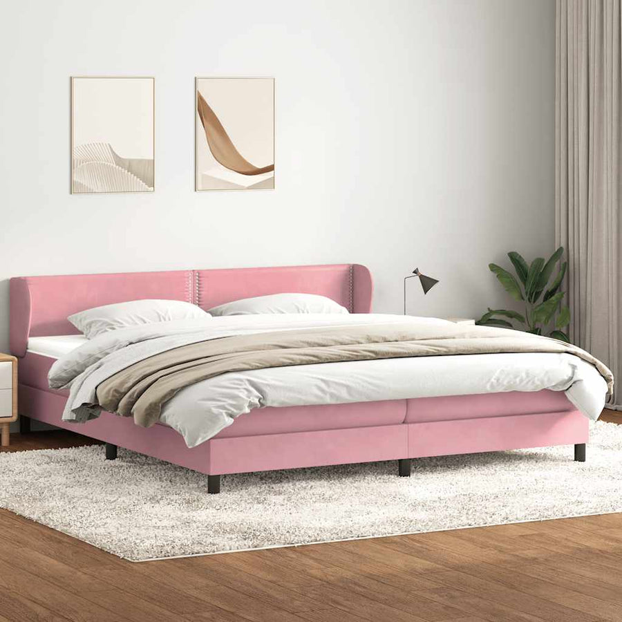 Boxspring met matrassen fluweel roze 180x210 cm