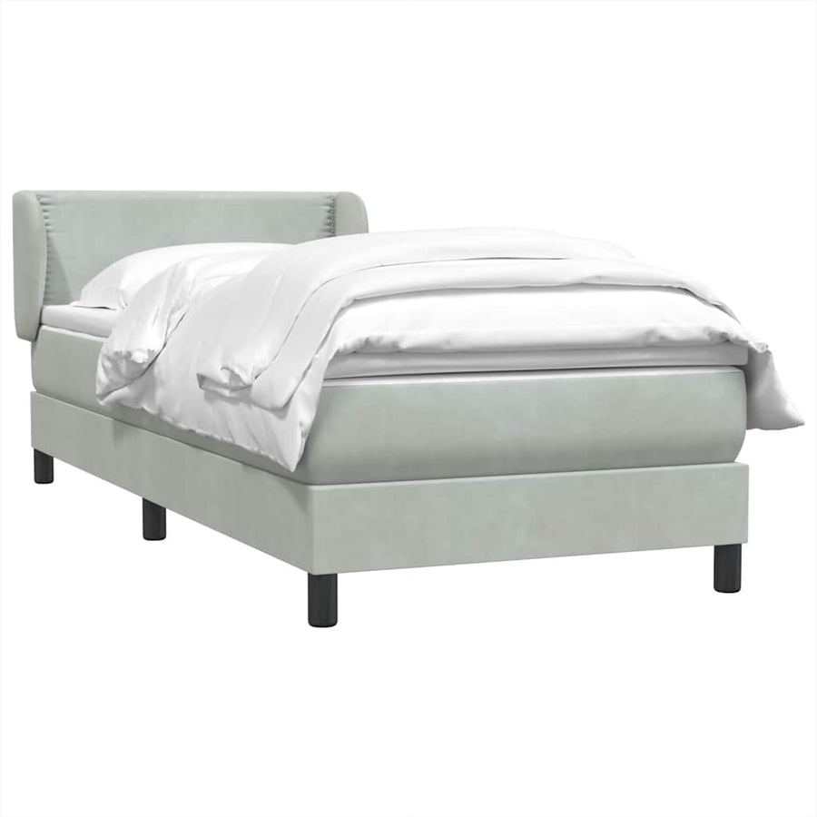 Boxspring met matras fluweel lichtgrijs 80x220 cm