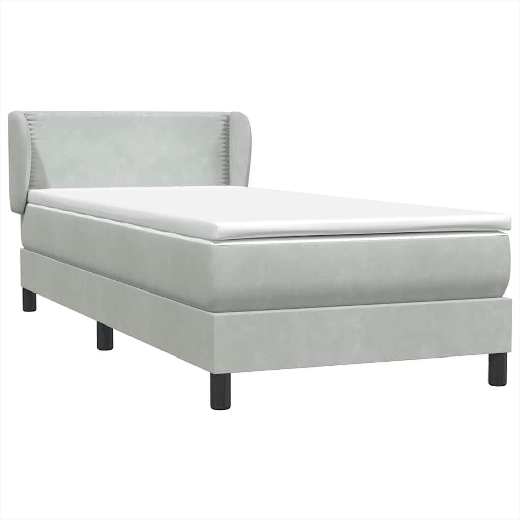 Boxspring met matras fluweel lichtgrijs 80x220 cm