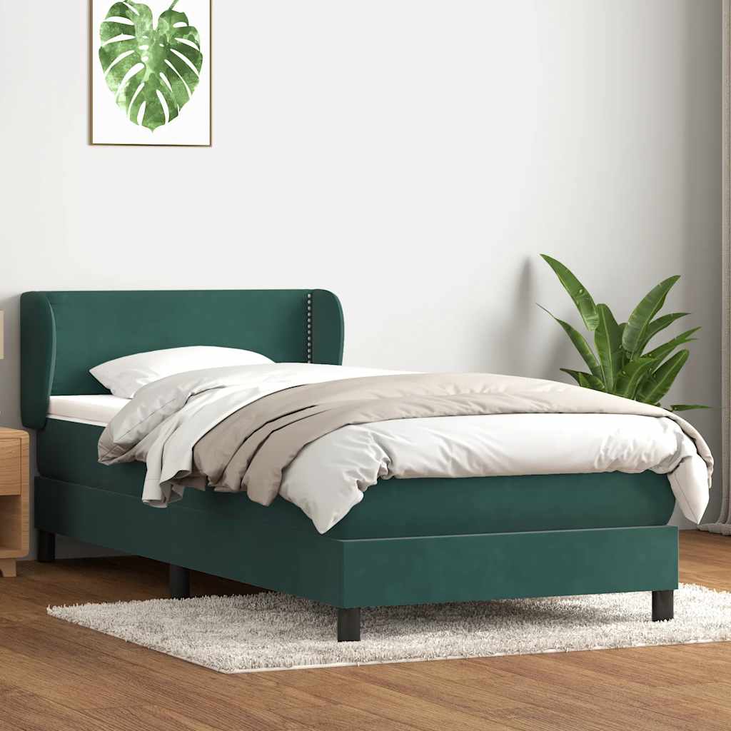 Boxspring met matras fluweel donkergroen 80x220 cm